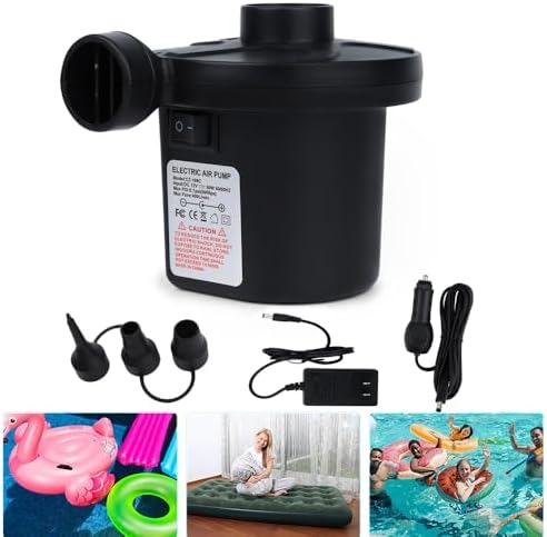 BOMPOW Electric Air Pump with Deflator and 3 Nozzles
