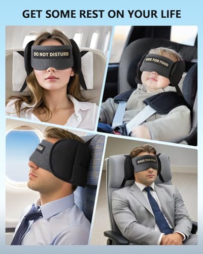ARLIKSI Travel Pillow with Eye Mask for Airplanes 360 Head Support