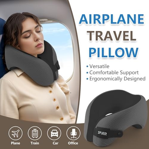 SPUER 2in1 Ergonomic Memory Foam Travel Pillow
