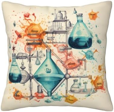 Ogniwo Chemistry Print Throw Pillow 12x12 Inch