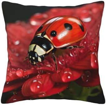 Ogniwo Ladybug Flower Throw Pillow 12x12 Inch