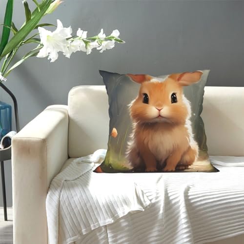 Cute Bunny Throw Pillow 12x12 Inch