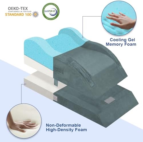 KingPavonini Adjustable Leg Elevation Pillow with Cooling Memory Foam