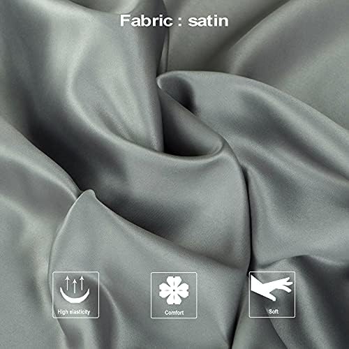 NTBAY Satin Pillowcases Set of 2 with Hidden Zipper 20x36 Inches Dark Grey