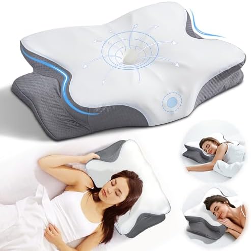 Smanlia Cervical Neck Pillow with Memory Foam and Pillowcase