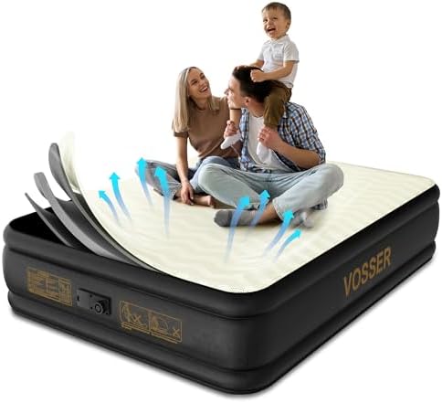 VOSSER Queen Air Mattress with Built-in Pump and Foam Topper 1