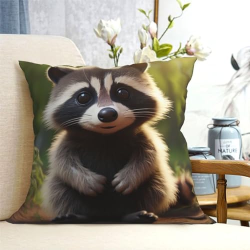 Ogniwo Cute Raccoon Throw Pillow 12x12 Inch 1