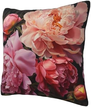Garden Peony Throw Pillow Soft 12x12 Inch Cushion Cover
