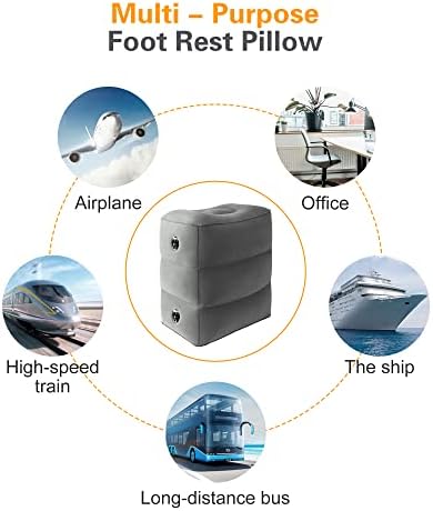 Sunany Inflatable Foot Rest Pillow - 2 Pack Adjustable Height Dark Grey