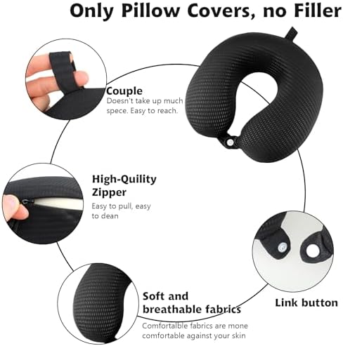 Gjinxi U-Shape Neck Pillow Cover - Washable Travel Pillow Case for Airplane