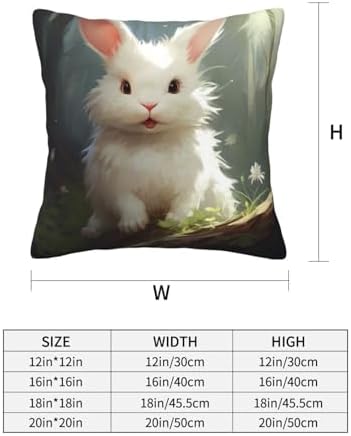 Ogniwo Cute White Rabbit Throw Pillow 12x12 Inch Soft Square Cushion Case 1