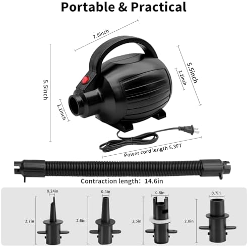 Wauffua 600W Electric Air Pump with 4 Nozzles 1