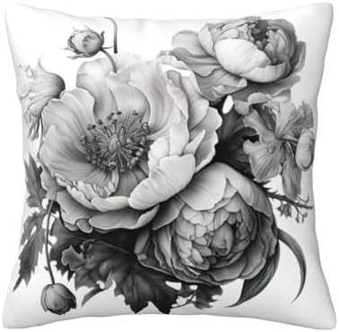 Floral Graphite Throw Pillow 12x12 Inch