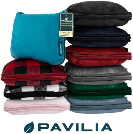 PAVILIA Travel Blanket Pillow 60x43 Slate Blue