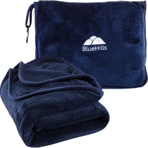 BlueHills Premium Soft Travel Blanket Pillow