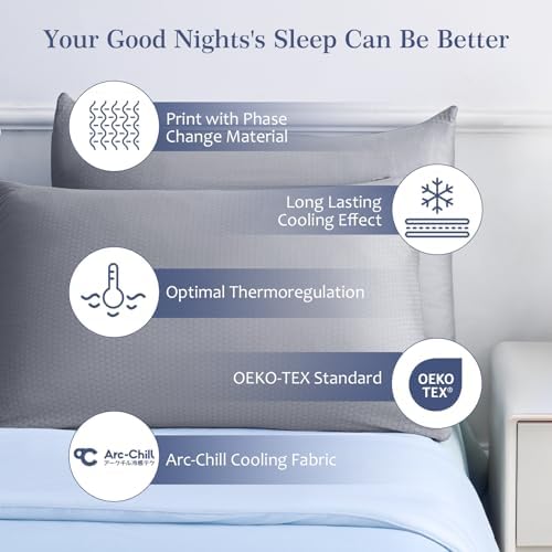 LUXEAR Cooling Pillowcases 2 Pack - PCM Tech Grey