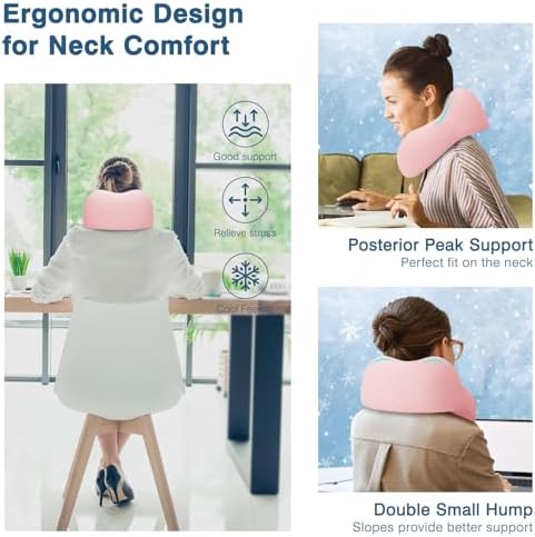 Urnexttour Travel Pillow Set with Eye Mask and Earplugs Cooling Pink