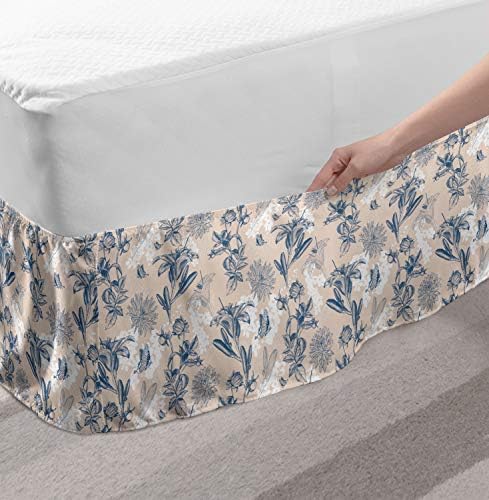 Ambesonne Floral Bedskirt with Wrap Around Elastic