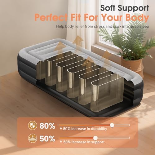 VOSSER Twin Air Mattress with Built-In Pump and Storage Bag