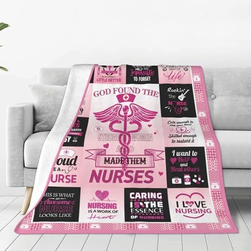 Nurse-Themed Flannel Throw Blanket 50x60