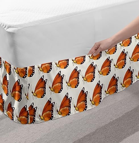Ambesonne Butterfly Bed Skirt TwinTwin XL Pale Vermilion and Brown