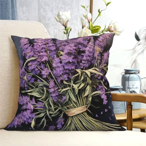Lavender Bouquet Throw Pillow 12x12 Inch 1