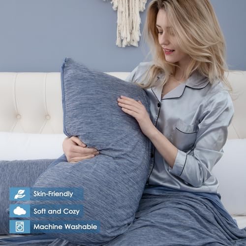 CHOSHOME Cooling Pillow Cases 2 Pack Queen 20x30 Blue