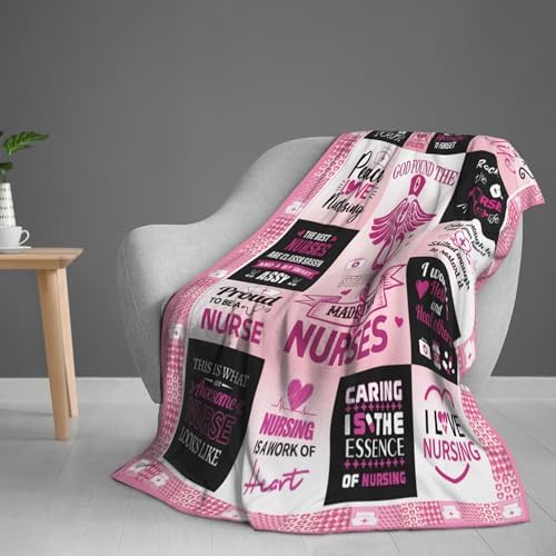 Nurse-Themed Flannel Throw Blanket 50x60