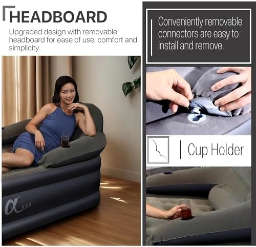 A-ER-FA Twin XL Air Mattress with Headboard