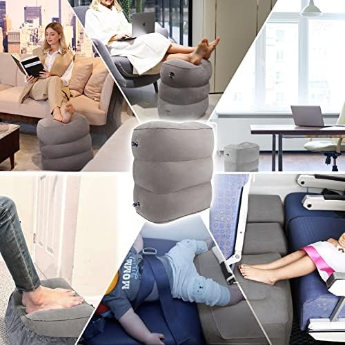 HOMCA Inflatable Travel Foot Rest Pillow 2-Pack Adjustable