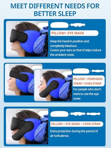 SARISUN 2-Pack Travel Pillow with Chin Strap and Eye Mask