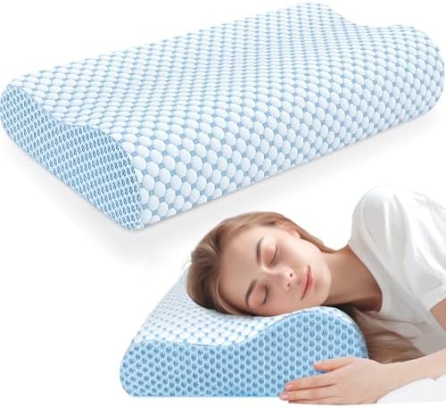 BlissTrends Cervical Pillow for Neck Support and Sleep Comfort Blue