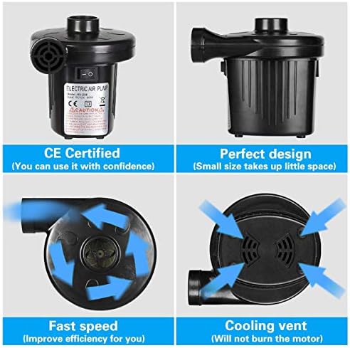 BLUEHRESY Electric Air Pump with 4 Nozzles Black