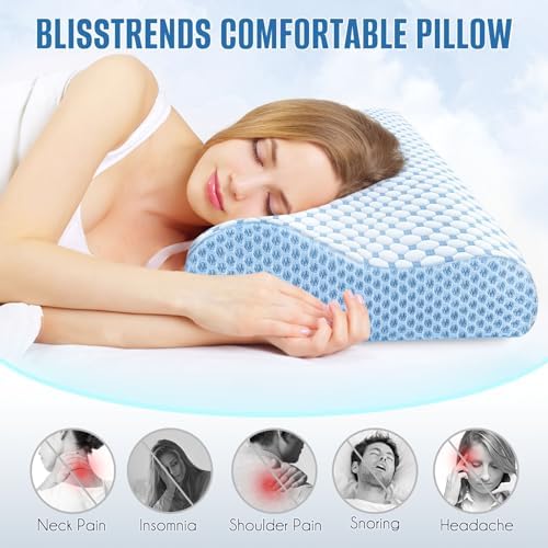 BlissTrends Cervical Pillow for Neck Support and Sleep Comfort Blue