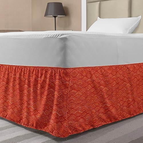 Ambesonne Abstract Bedskirt with Warm Toned Waves Art Print