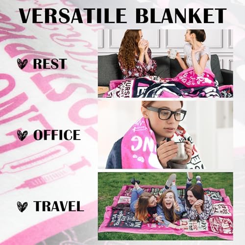 Best Nurse Ever Pink Throw Blanket 50x60 RN Gifts for Nurses
