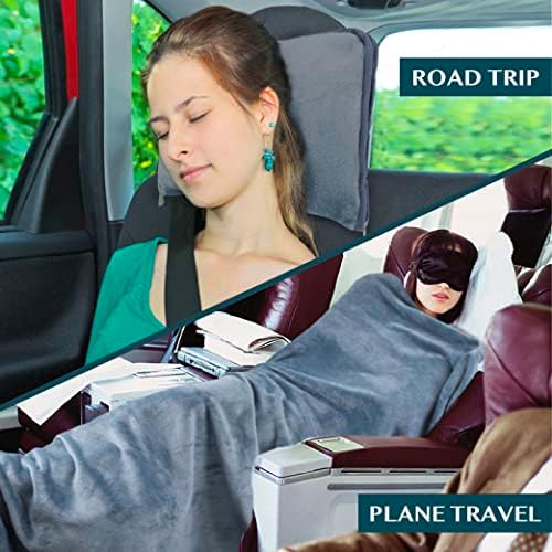 PAVILIA Travel Blanket Pillow 60x43 Slate Blue