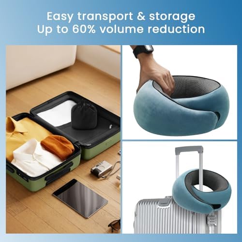 Travel Pillow with Adjustable Memory Foam Support