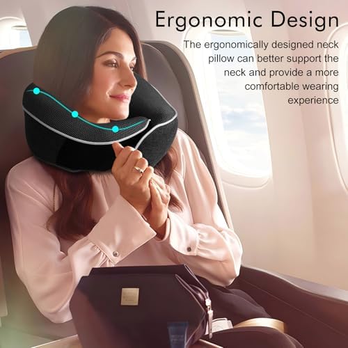 MILADO Travel Neck Pillow 12-18 Adjustable Memory Foam