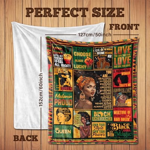 African American Queen Flannel Throw Blanket 1