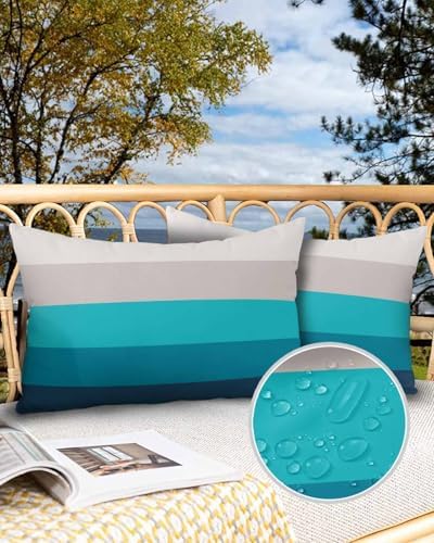 Waterproof Pillow Protector 2 Pack with Turquoise Gradient Design