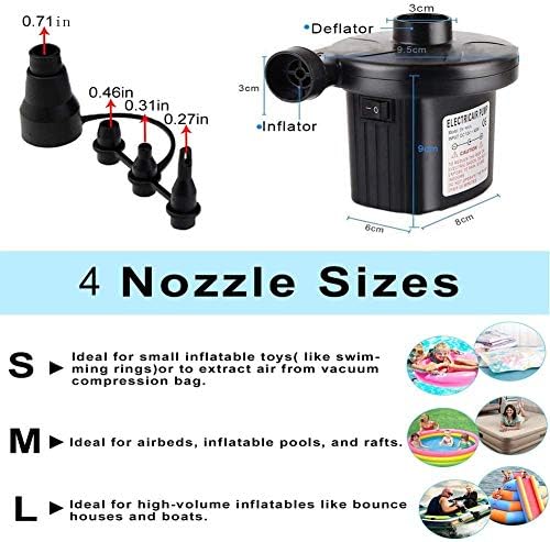 BLUEHRESY Electric Air Pump with 4 Nozzles Black