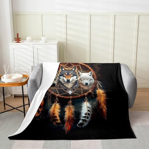 Feelyou Wolf Plush Throw Blanket 50x60