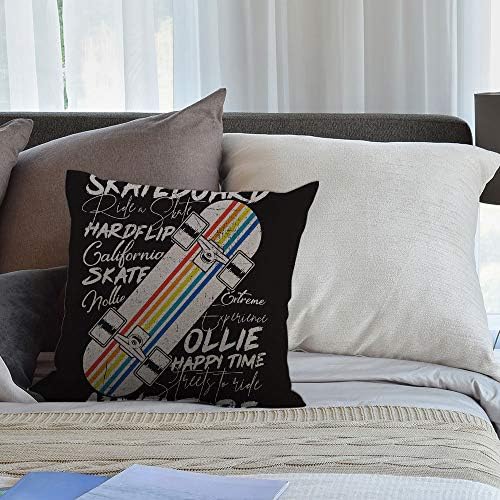 HGOD DESIGNS Colorful Skateboard Pillow Cover 18x18inch
