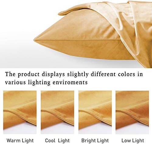 StangH Velvet Pillowcases Set of 2 Warm Gold 20x30 Inch Zippered Covers