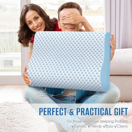 BlissTrends Cervical Pillow for Neck Support and Sleep Comfort Blue