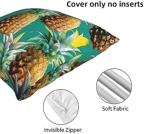 Tropical Pineapple Throw Pillow 12x12 Inch Soft Square Cushion Cover