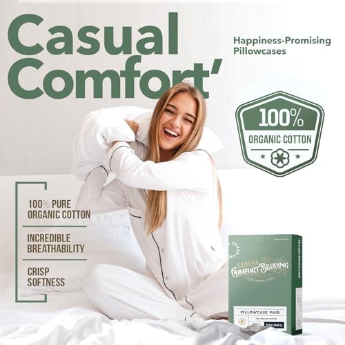 Texas Linen Co 100 Organic Cotton Pillowcases Set of 2 - Light Grey