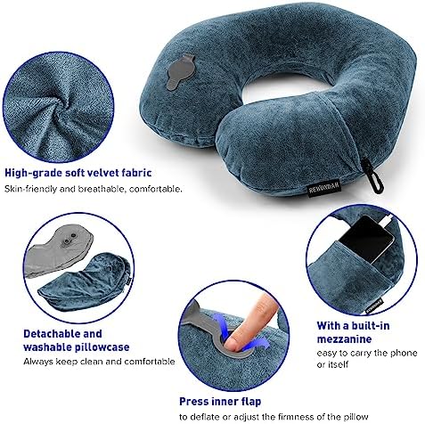 Rewondah Inflatable U-Shape Neck Pillow for Travel