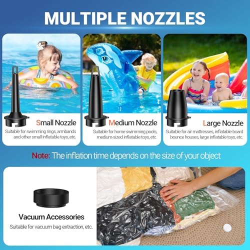 Preciva 4kPa Electric Air Pump with 3 Nozzles and 5200mAh Battery
